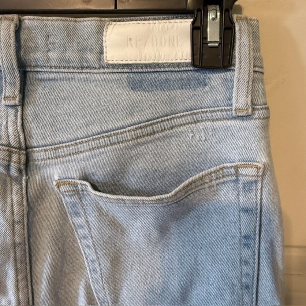 RE/DONE High Rise Ankle Crop Jeans Light Wash Button Fly Blue Denim Size 27 - Picture 7 of 7